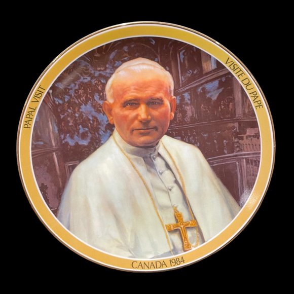 Vintage Papal Visit 1984 Canada Commemorative Plate by Viletta, Pope John Paul - Picture 1 of 2